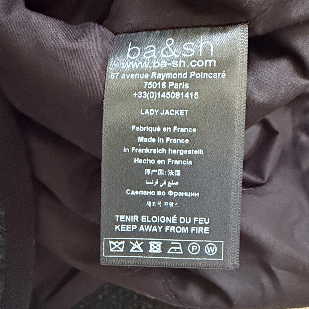 ba&sh Octave Wool Blend Tweed Hooded Blazer Metallic Knot Buttons Size 2 -US 6 - Picture 12 of 16